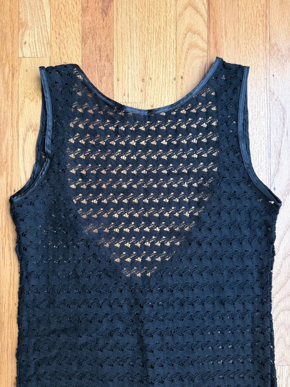 American Apparel Black Sheer Mesh Lace Swim Cover Up - Picture 3 of 8
